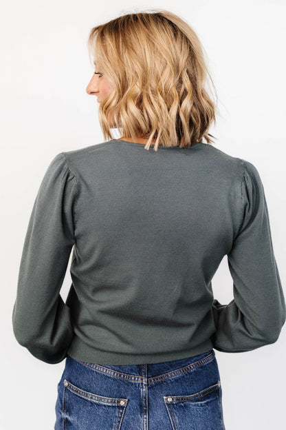 Sheila V Neck Sweater Top | Winter Green - Baltic Born