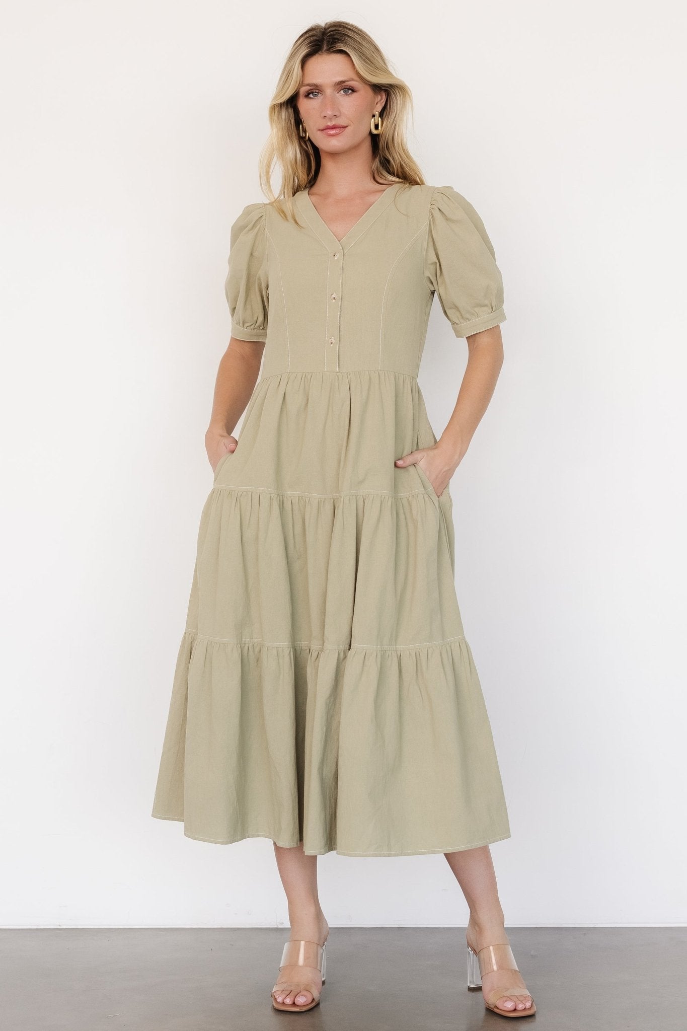 Shelby Button Top Dress | Sage Green - Baltic Born