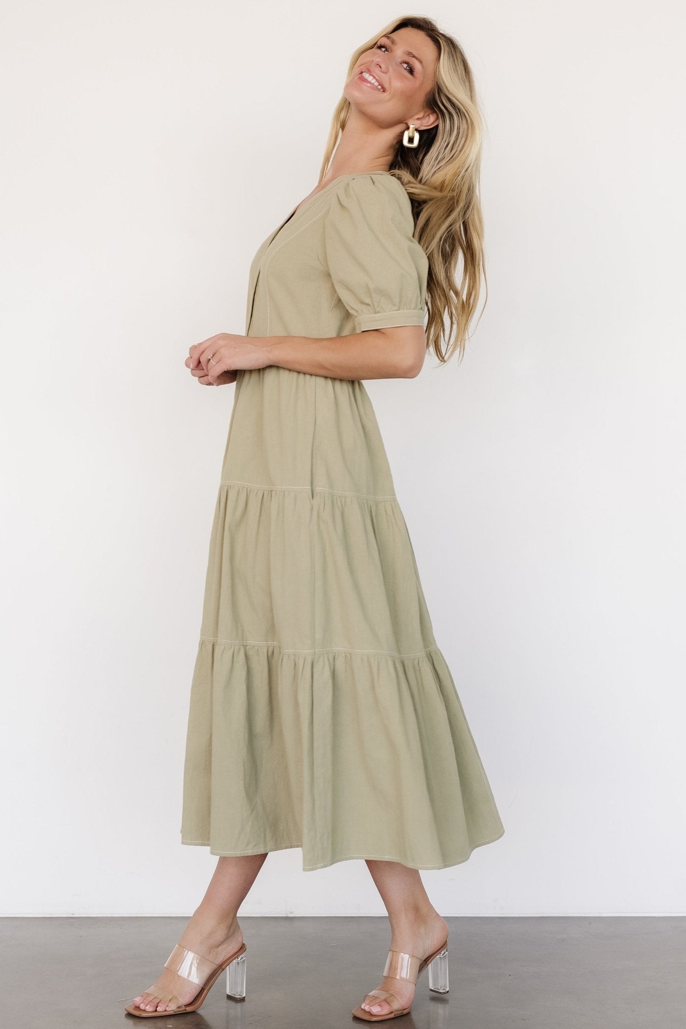 Baltic Born Womens Shelby Button Top Dress | Sage Green | Size: Large Baltic Born Womens Shelby Button Top Dress | Sage Green | Size: Large