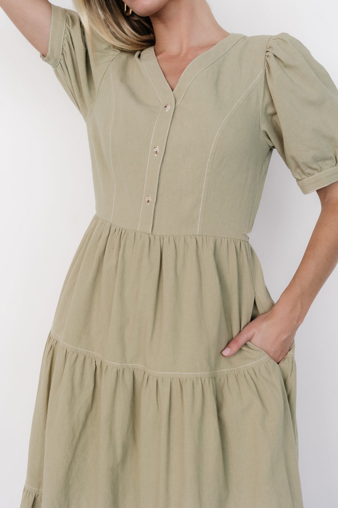 Baltic Born Womens Shelby Button Top Dress | Sage Green | Size: Large Baltic Born Womens Shelby Button Top Dress | Sage Green | Size: Large