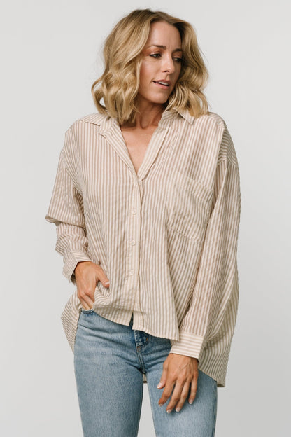 Sheldon Striped Oversized Top | Natural - Baltic Born