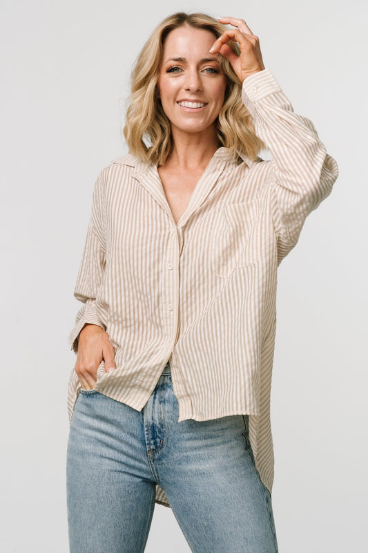 Sheldon Striped Oversized Top | Natural - Baltic Born