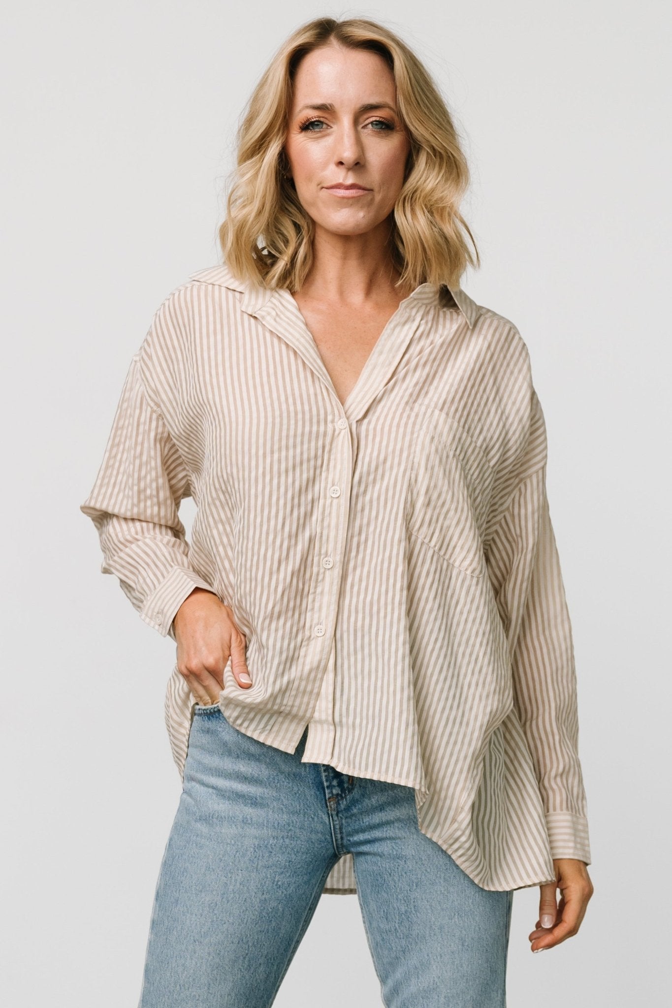 Sheldon Striped Oversized Top | Natural - Baltic Born