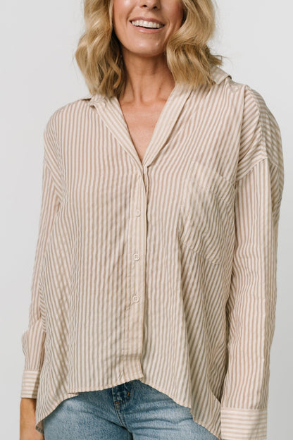 Sheldon Striped Oversized Top | Natural - Baltic Born