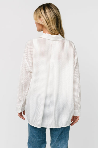 Sheldon Striped Oversized Top | White - Baltic Born