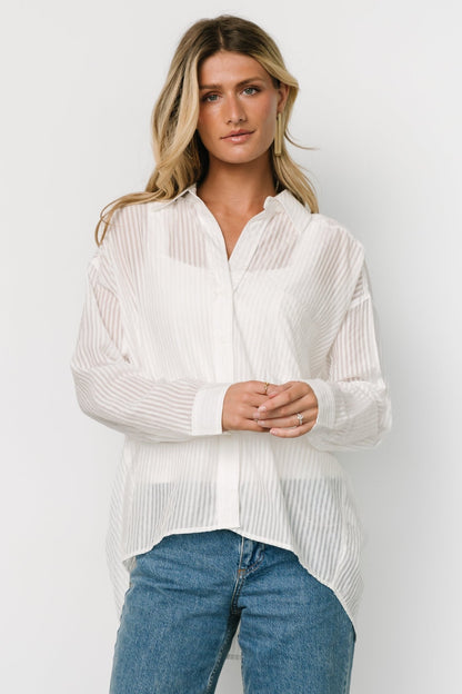 Sheldon Striped Oversized Top | White - Baltic Born