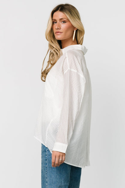 Sheldon Striped Oversized Top | White - Baltic Born