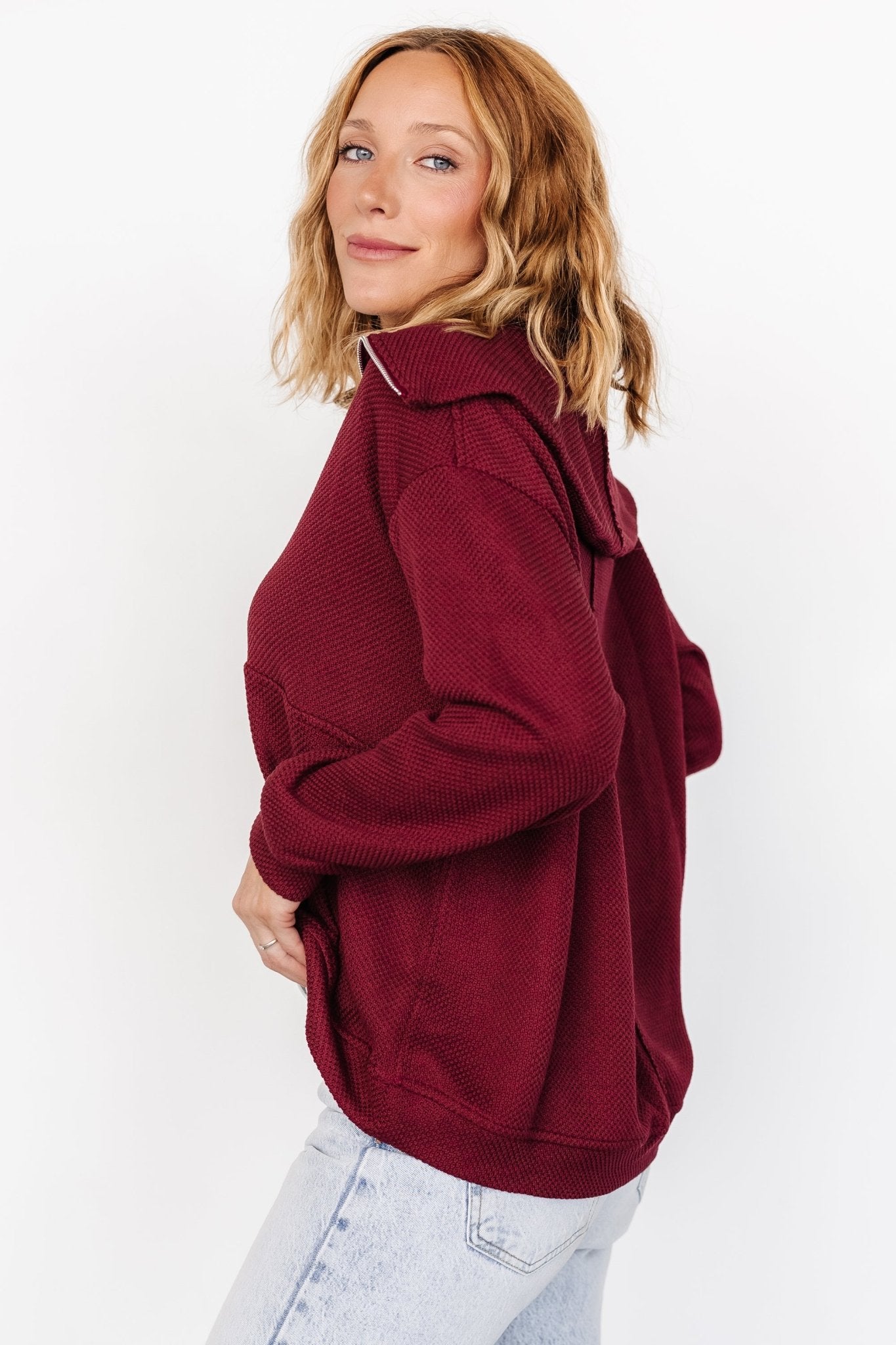 Shiloh Half Zip Pullover | Burgundy - Baltic Born