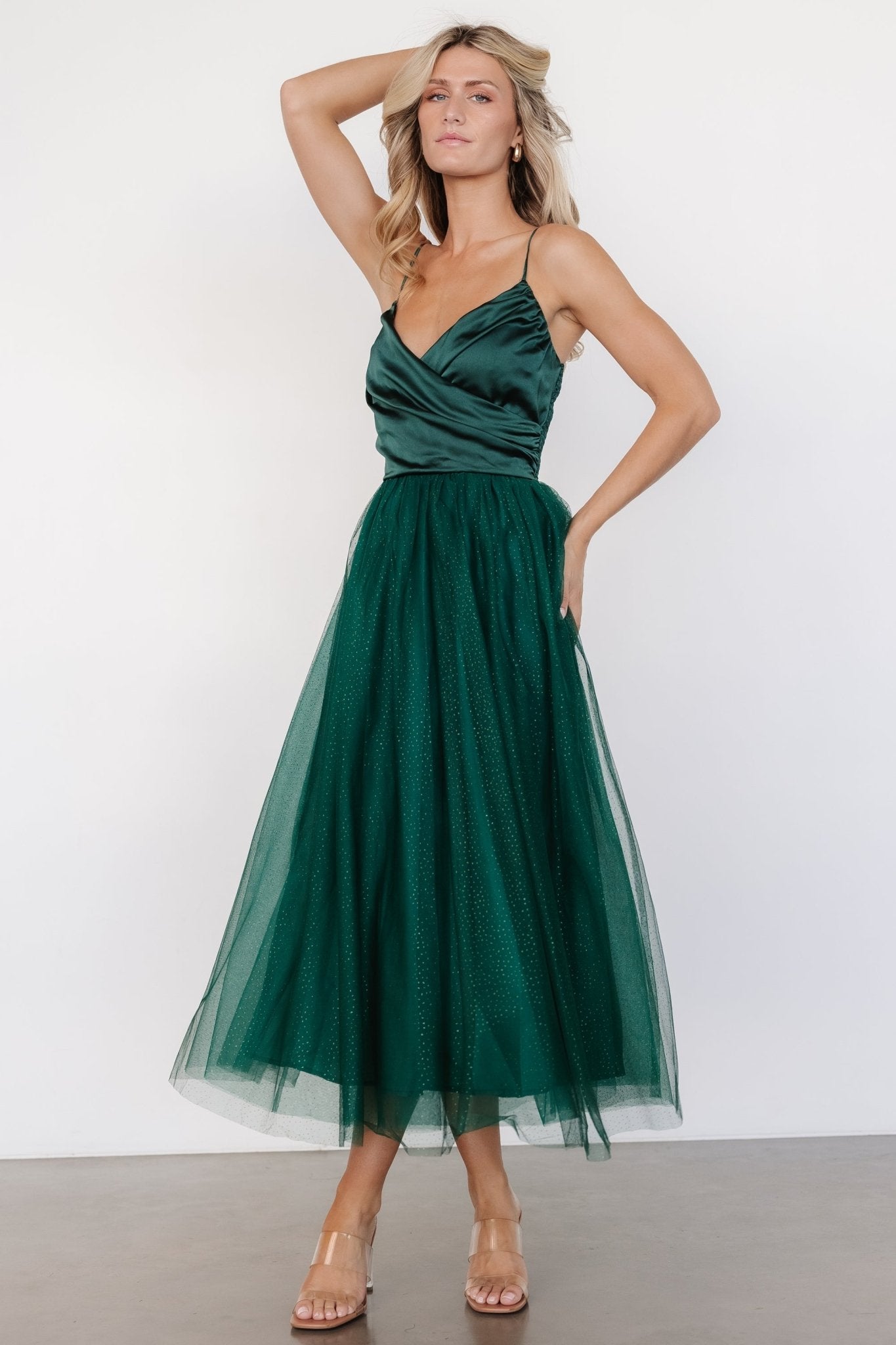 Shonda Sparkle Midi Dress | Emerald Shonda Sparkle Midi Dress | Emerald