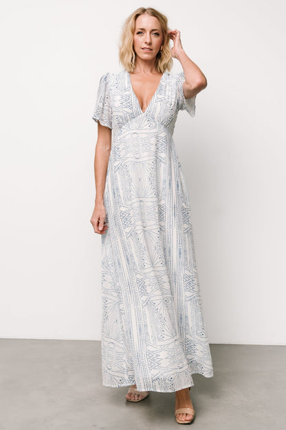 Skyla Deep V Maxi Dress | Blue Print - Baltic Born