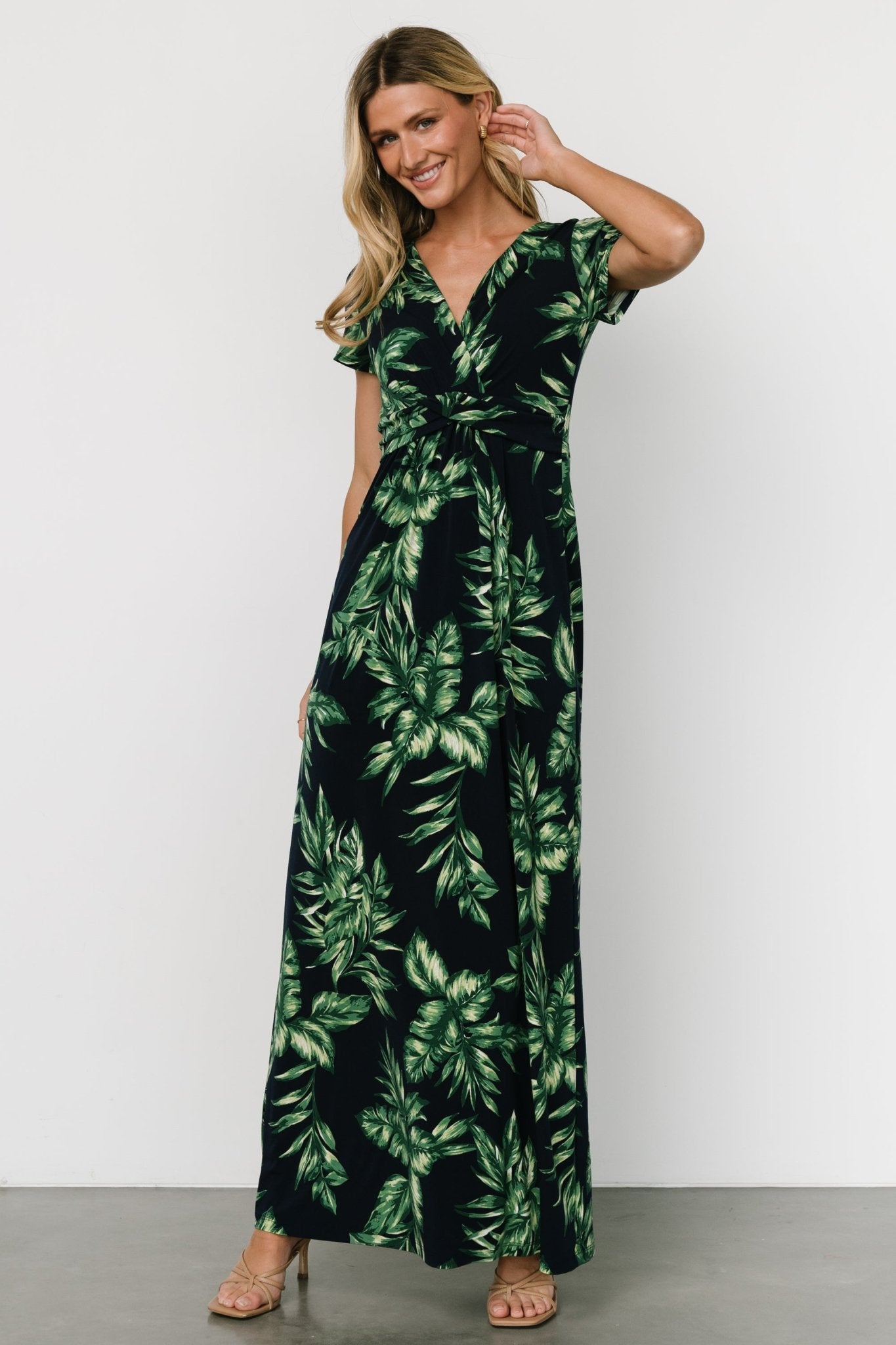 Soleil Maxi Dress | Black Leaf Print - Baltic Born