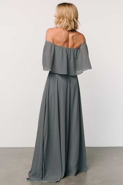 Sonia Off Shoulder Maxi Dress | Dusty Blue - Baltic Born