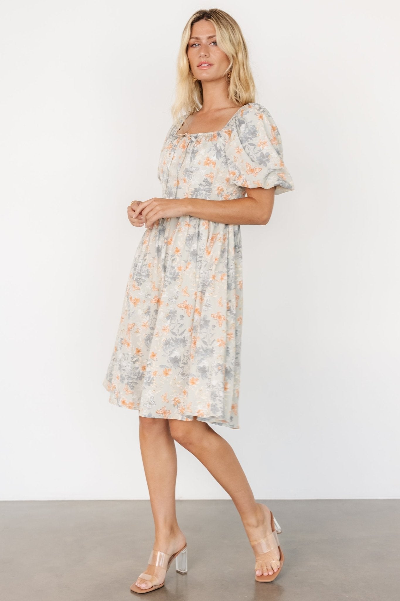 Sonnet Short Dress | Dusty Blue Print - Baltic Born