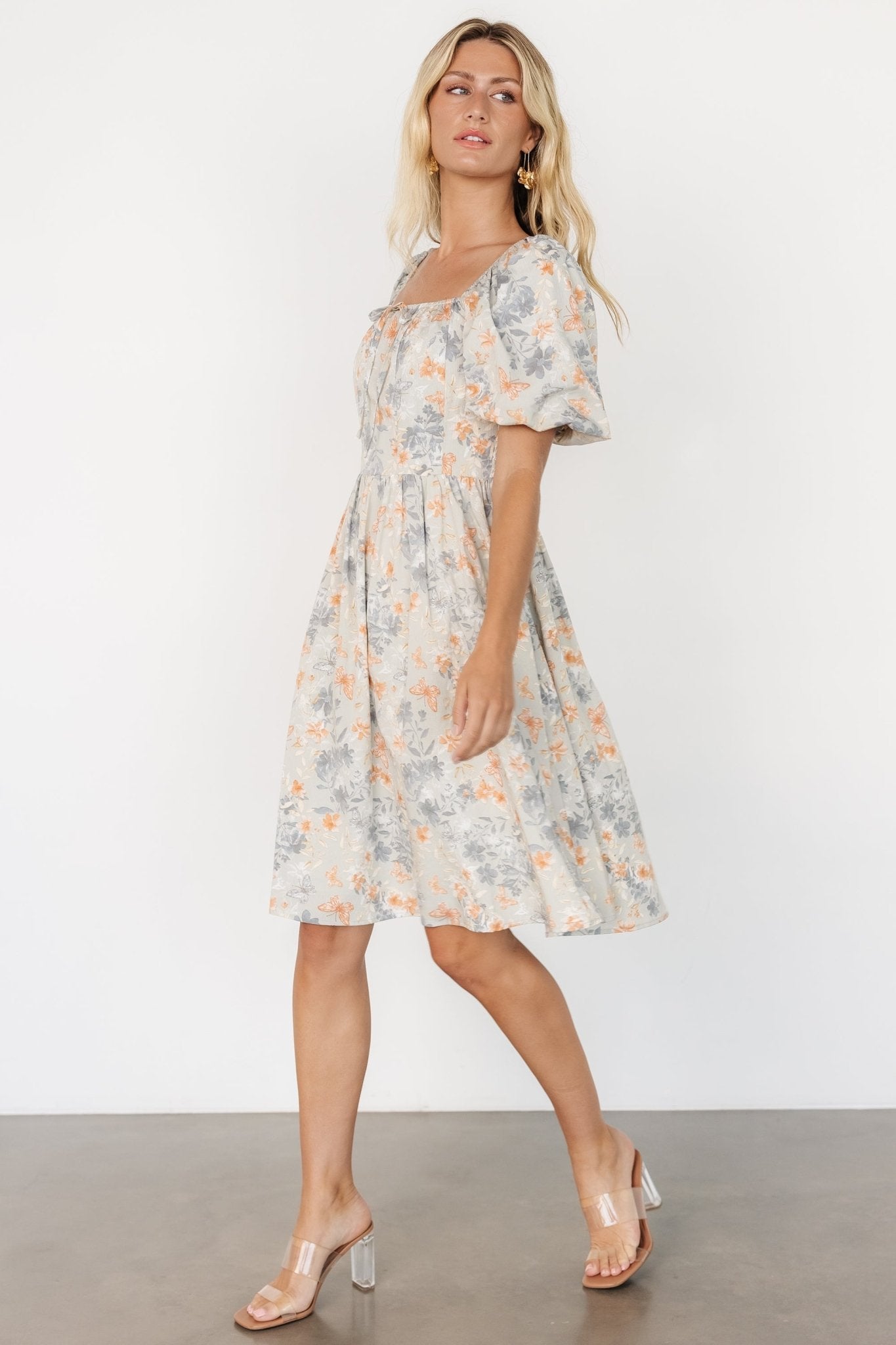 Sonnet Short Dress | Dusty Blue Print - Baltic Born