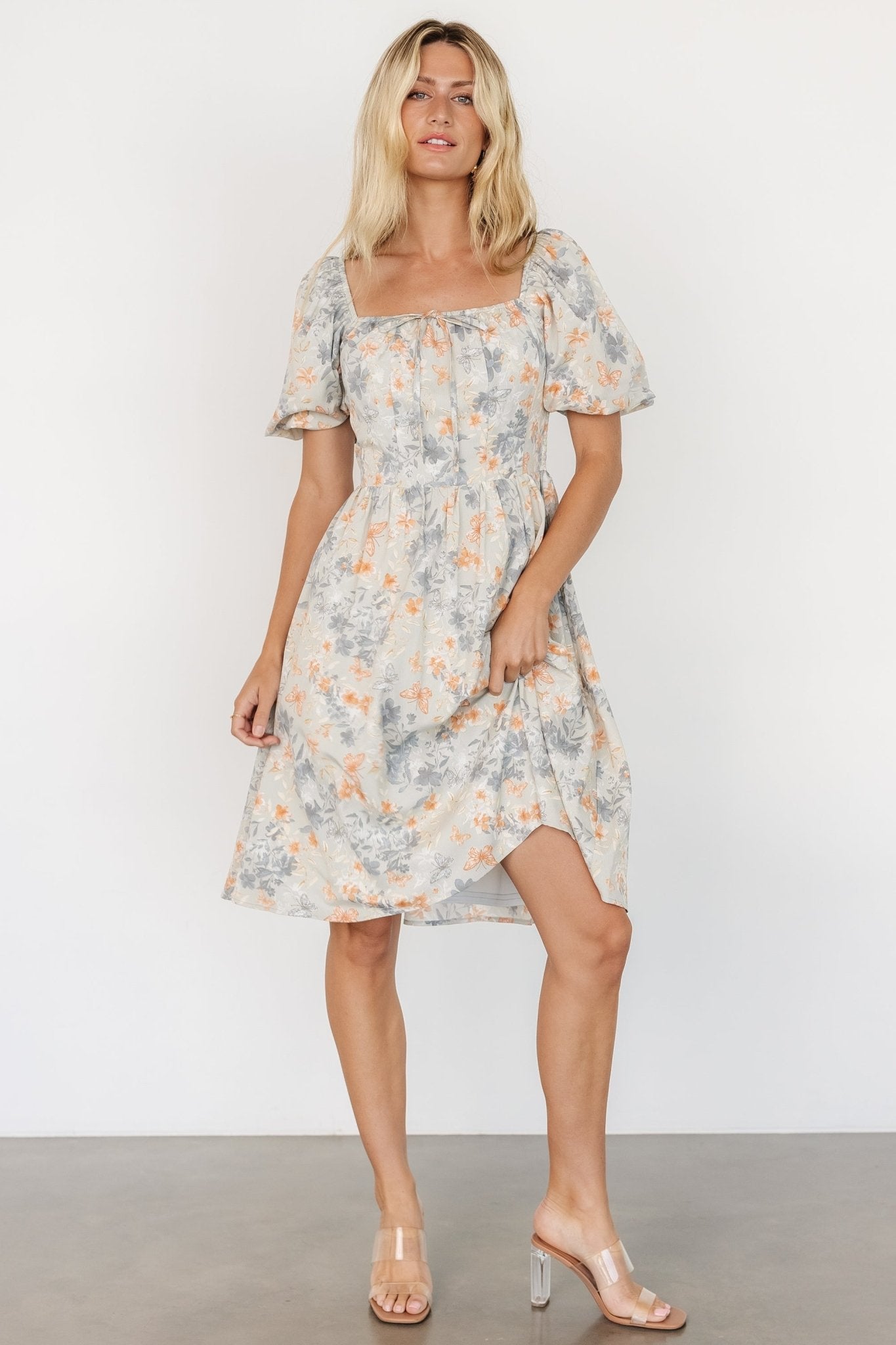 Sonnet Short Dress | Dusty Blue Print - Baltic Born