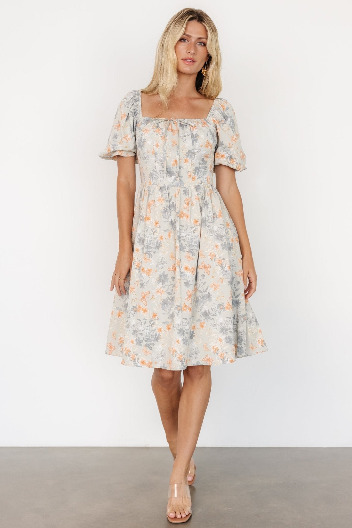 Sonnet Short Dress | Dusty Blue Print - Baltic Born