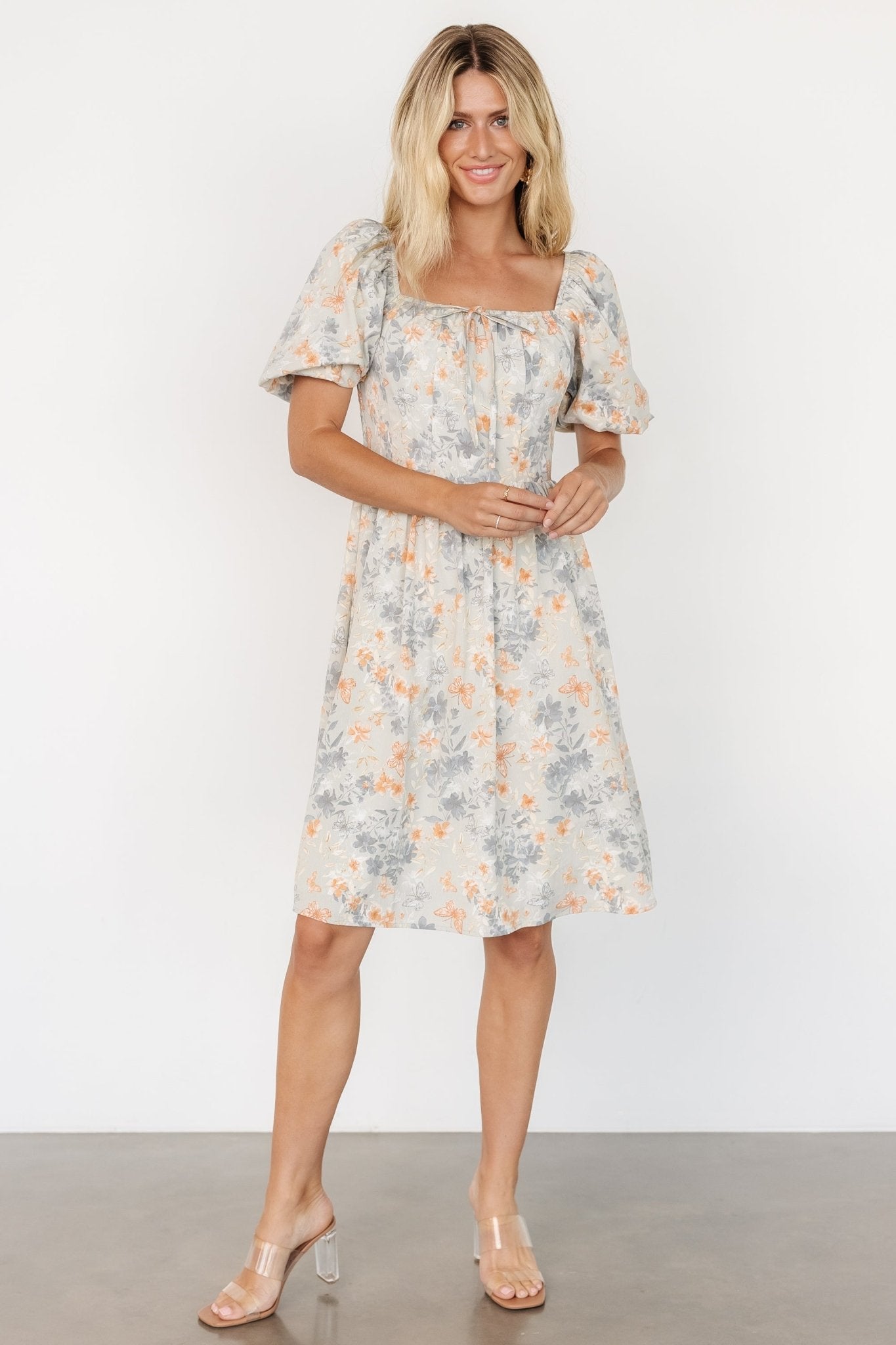 Sonnet Short Dress | Dusty Blue Print - Baltic Born