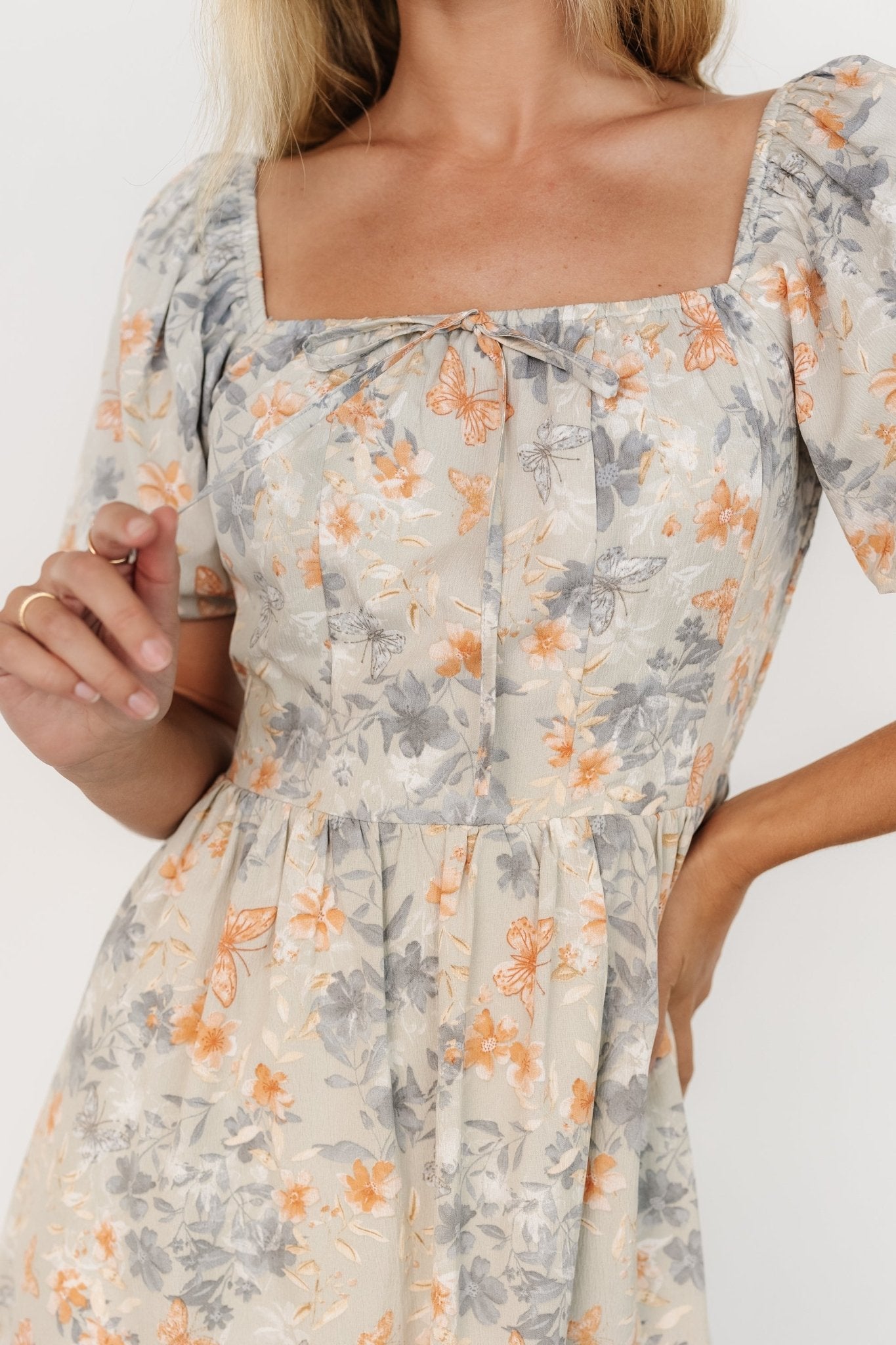 Sonnet Short Dress | Dusty Blue Print - Baltic Born