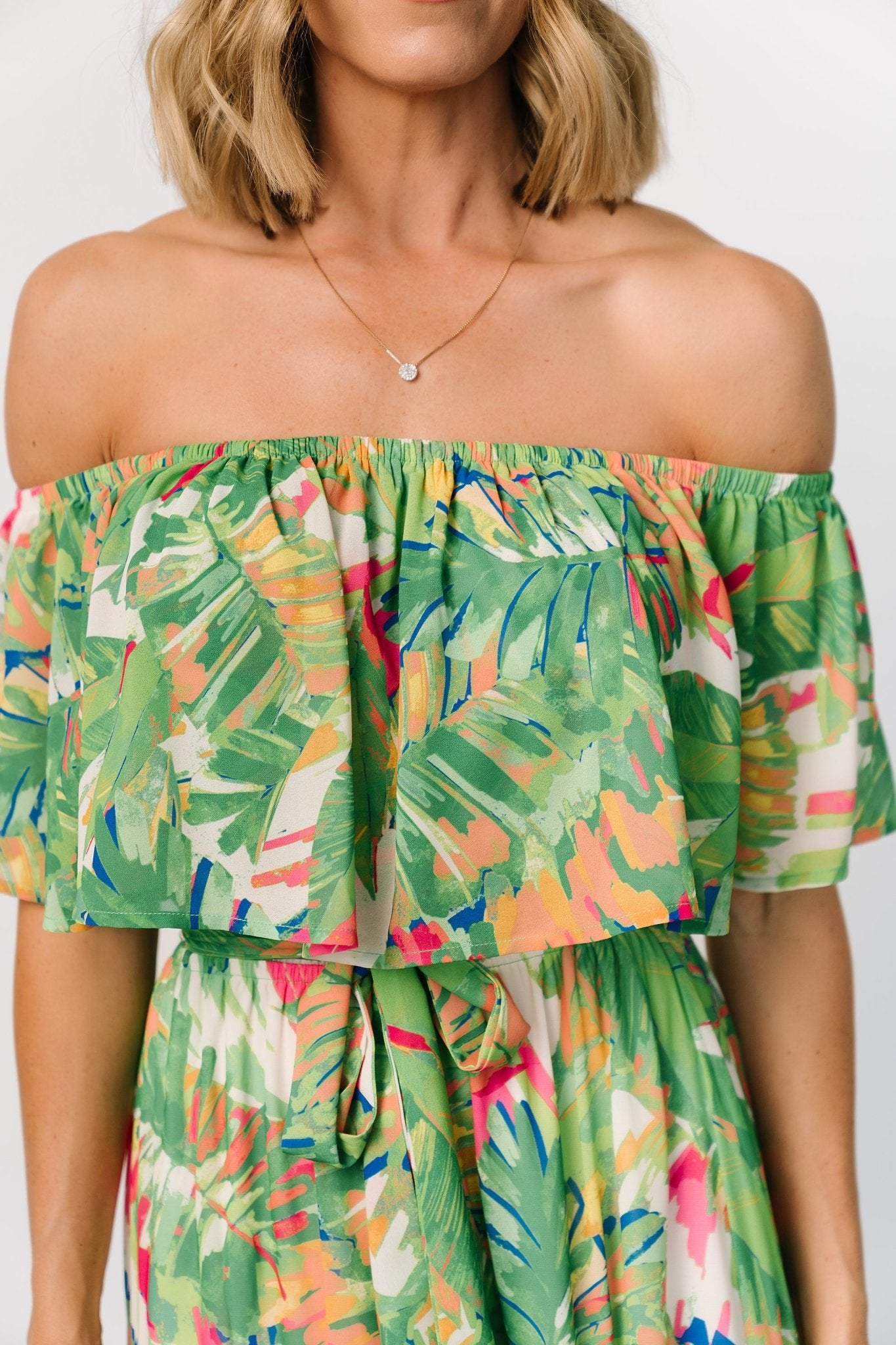 Baltic Born Womens Sonoma Off Shoulder Maxi Dress | Green Multi | Size: Small Baltic Born Womens Sonoma Off Shoulder Maxi Dress | Green Multi | Size: Small