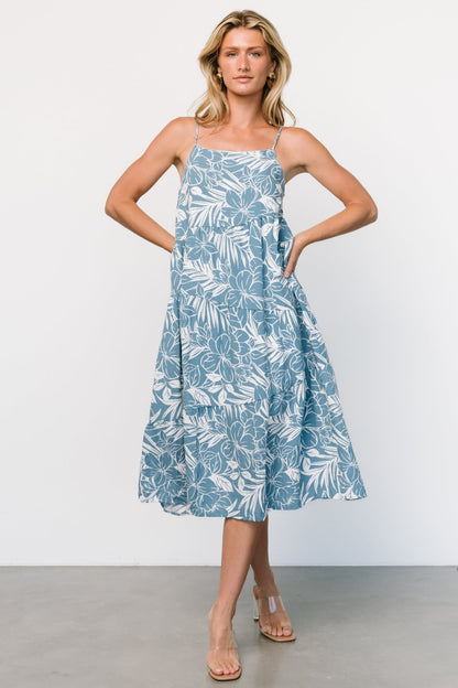 Sonora Midi Dress | Dusty Blue Print - Baltic Born