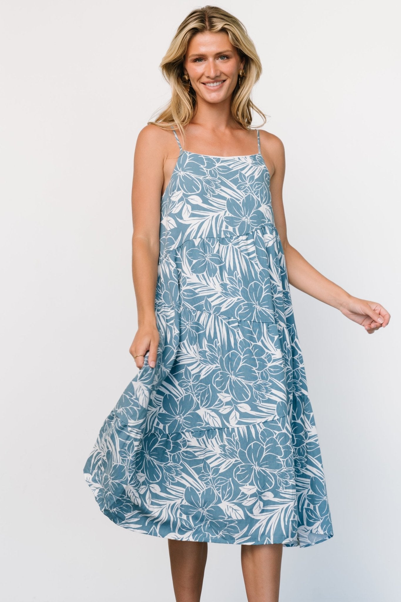 Sonora Midi Dress | Dusty Blue Print - Baltic Born