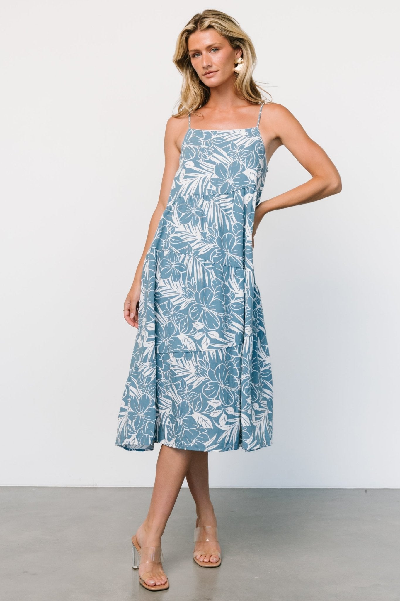 Sonora Midi Dress | Dusty Blue Print - Baltic Born