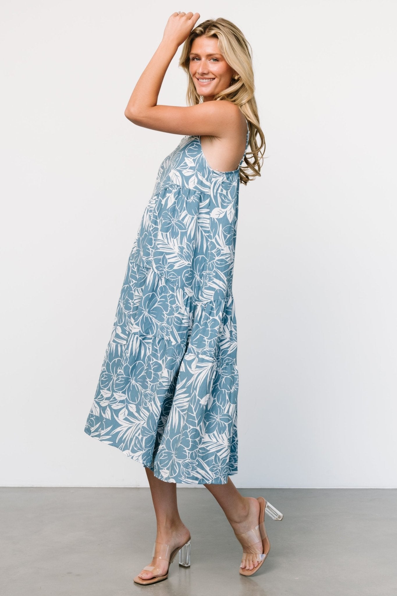 Sonora Midi Dress | Dusty Blue Print - Baltic Born