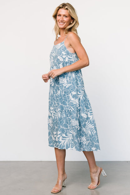 Sonora Midi Dress | Dusty Blue Print - Baltic Born