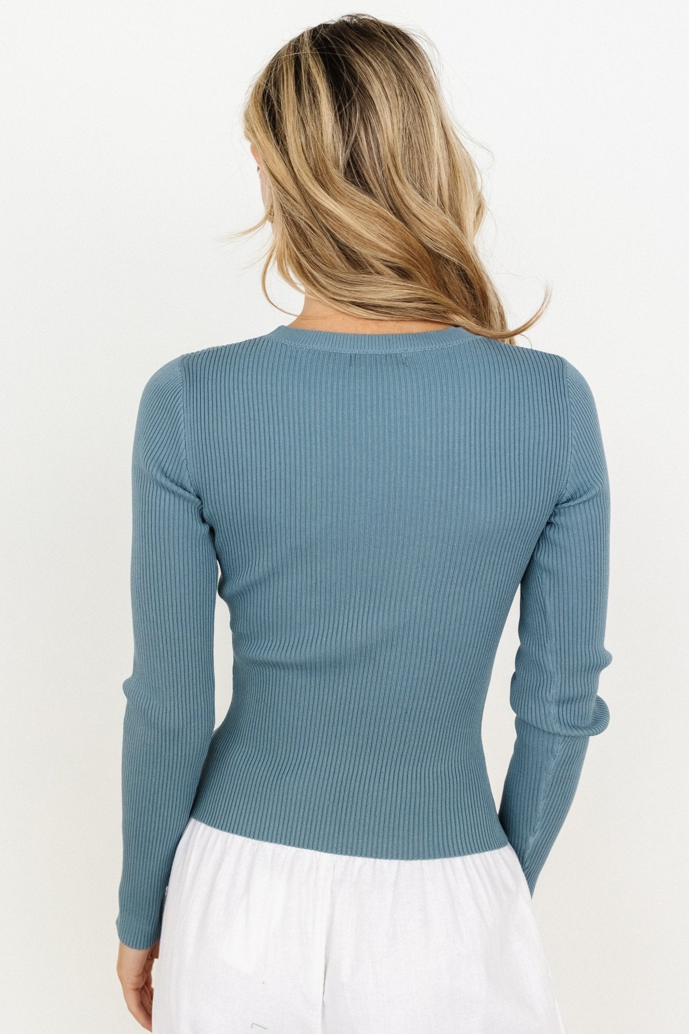 Sora Ribbed Top | Dusty Blue - Baltic Born