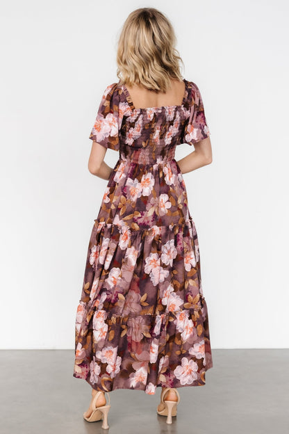 Southampton Smocked Maxi Dress | Brown Floral - Baltic Born