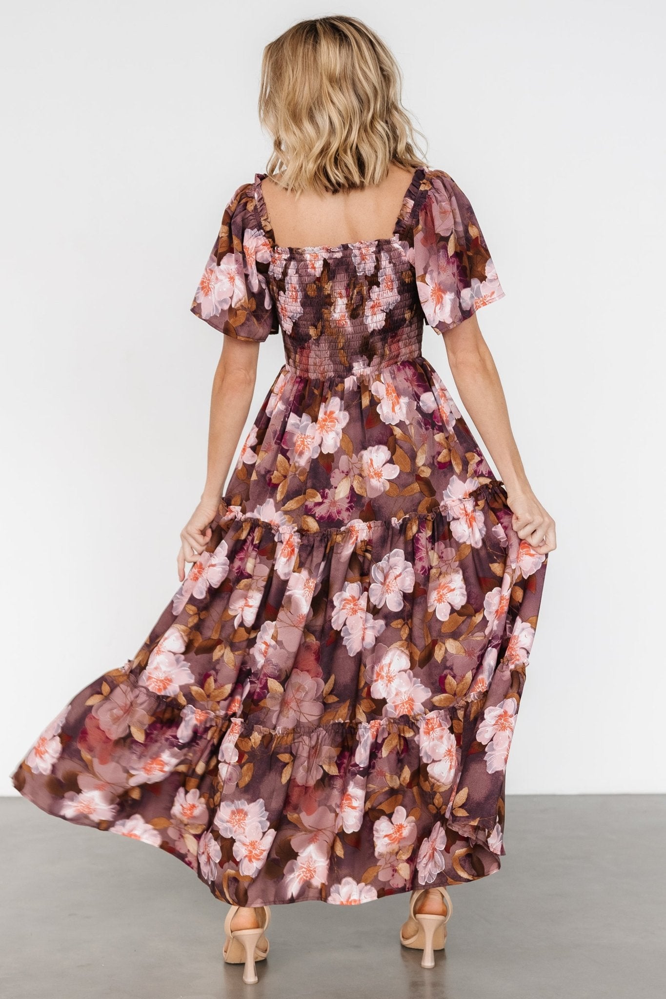 Southampton Smocked Maxi Dress | Brown Floral - Baltic Born