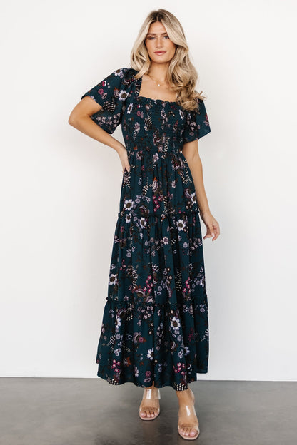 Southampton Smocked Maxi Dress | Jade Blossom - Baltic Born