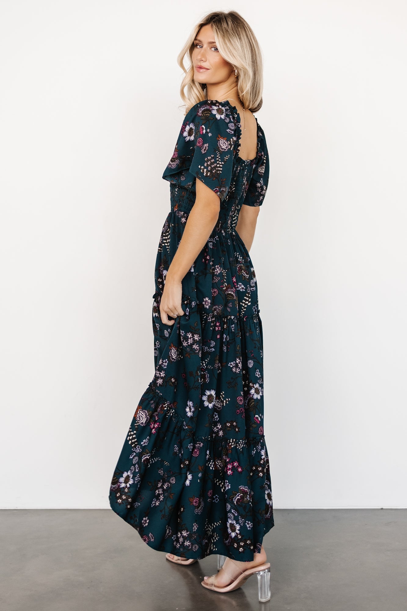 Southampton Smocked Maxi Dress | Jade Blossom - Baltic Born