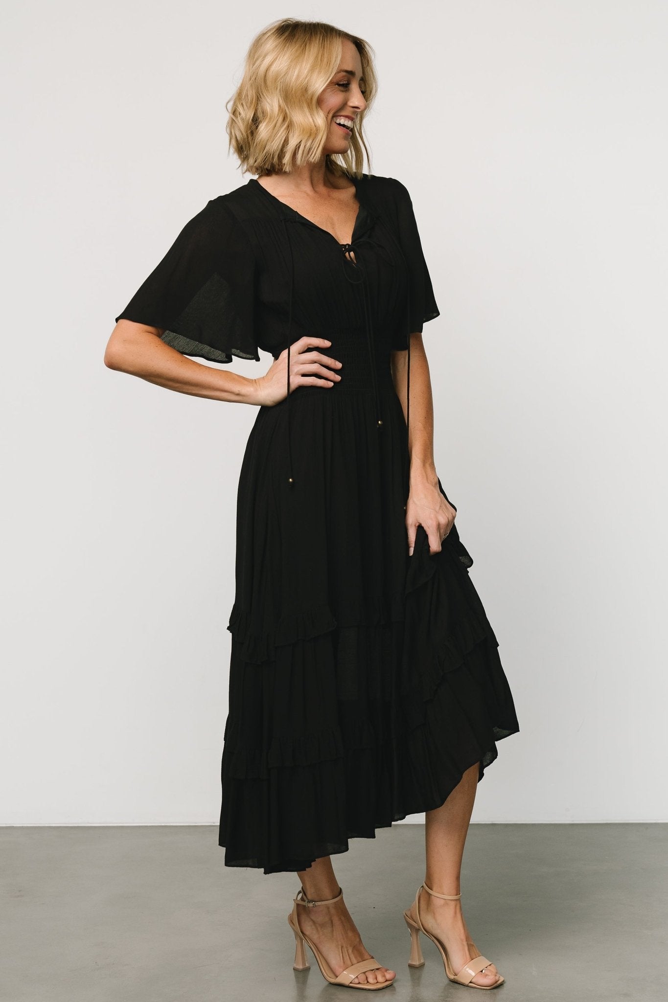 Spell Boho Midi Dress | Black - Baltic Born