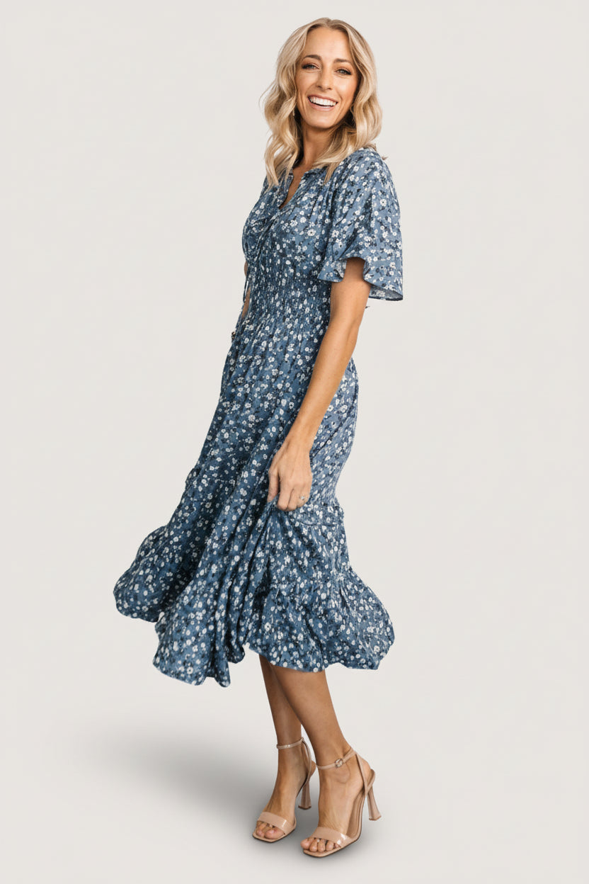 Baltic Born Womens Spell Boho Midi Dress | Blue Floral | Size: Small Baltic Born Womens Spell Boho Midi Dress | Blue Floral | Size: Small
