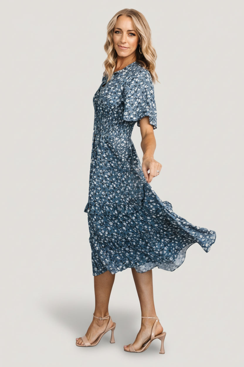 Baltic Born Womens Spell Boho Midi Dress | Blue Floral