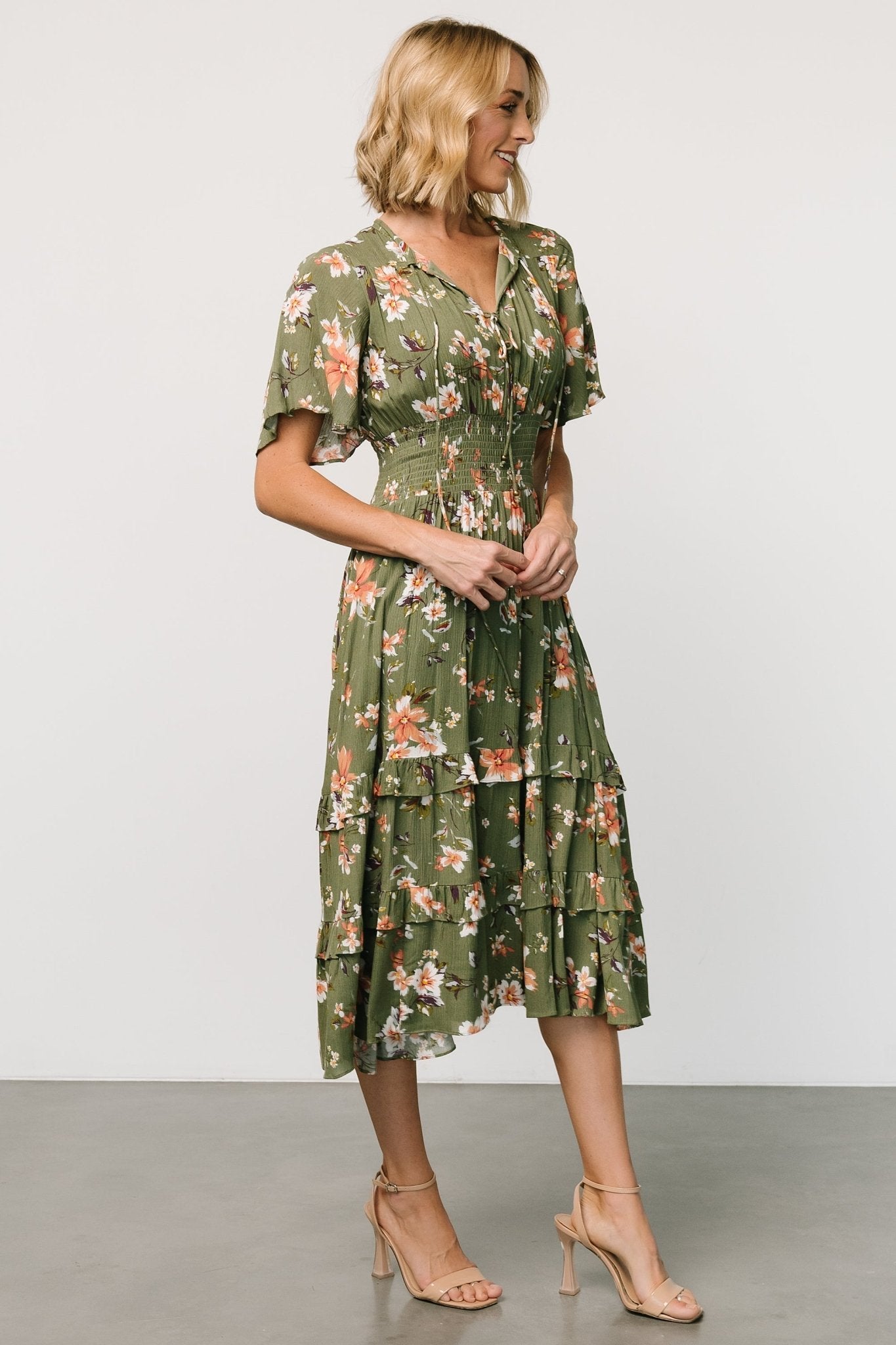 Spell Boho Midi Dress | Olive Floral - Baltic Born