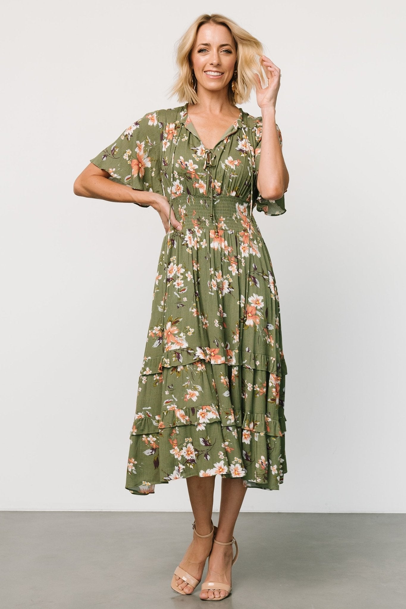 Spell Boho Midi Dress | Olive Floral - Baltic Born