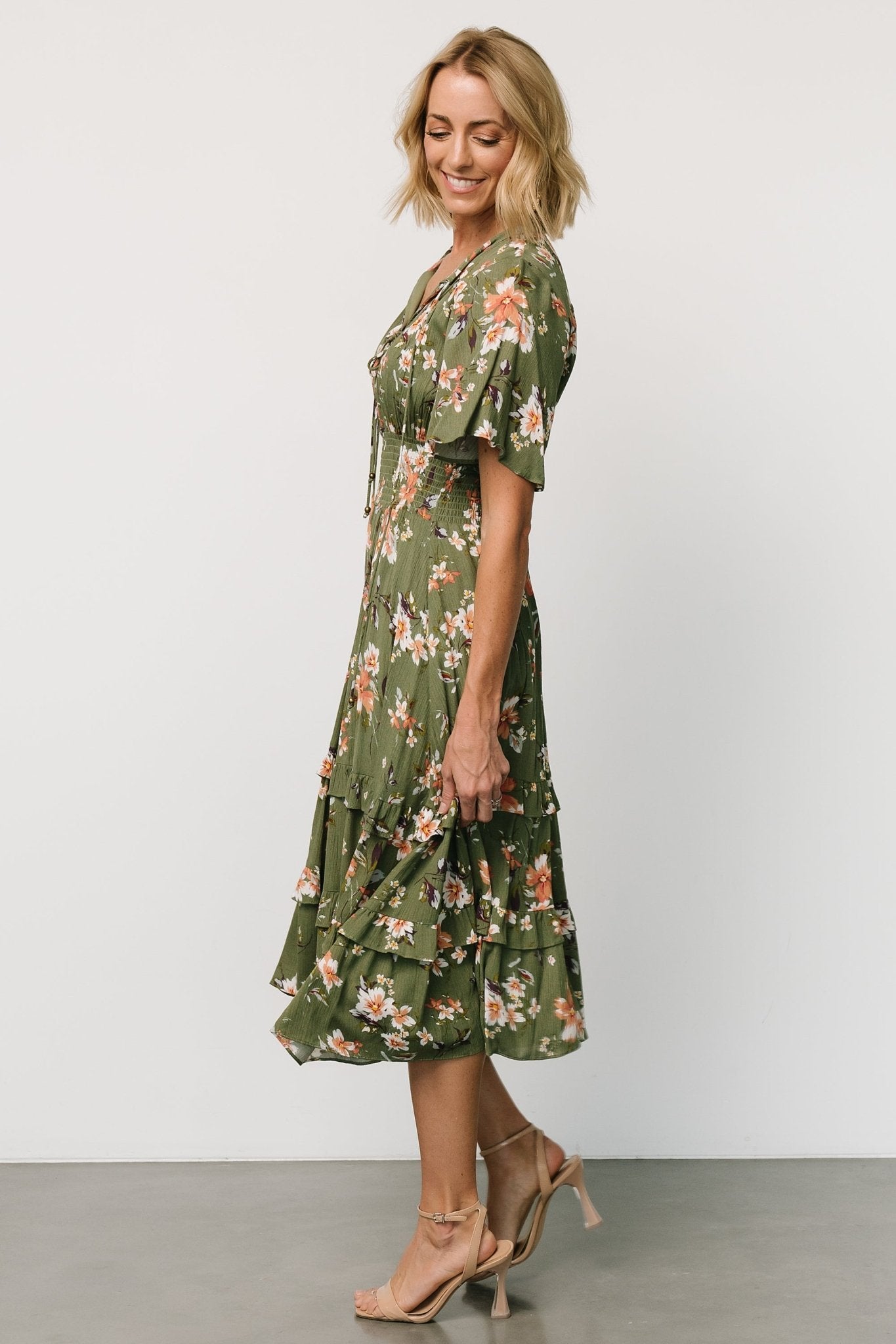 Spell Boho Midi Dress | Olive Floral - Baltic Born