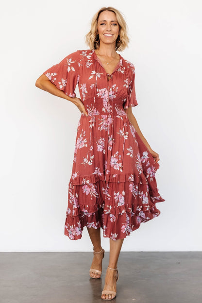 Spell Boho Midi Dress | Terracotta Floral - Baltic Born