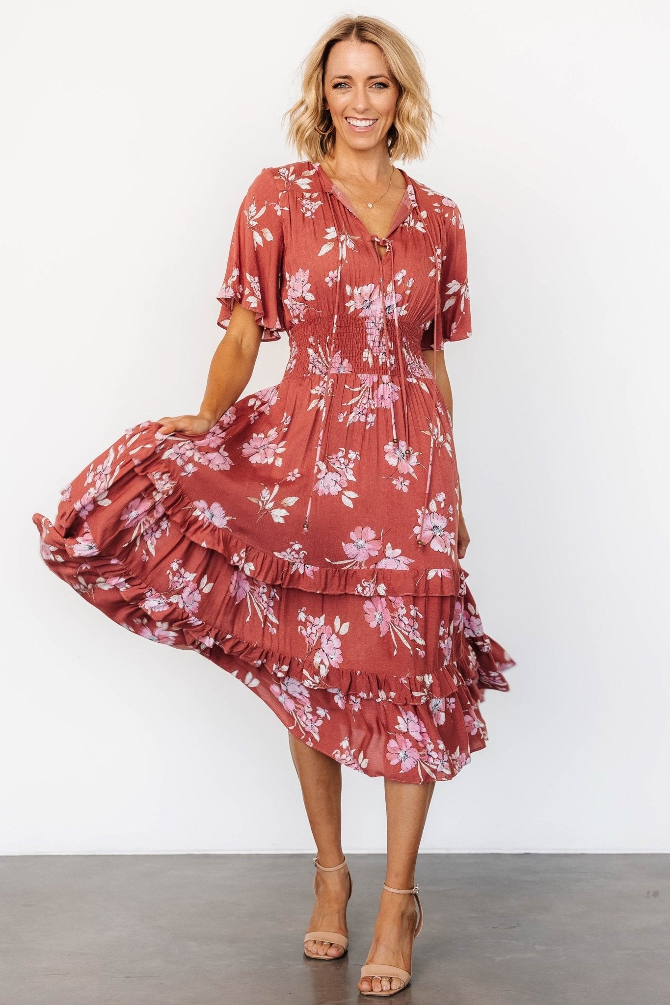 Spell Boho Midi Dress | Terracotta Floral - Baltic Born