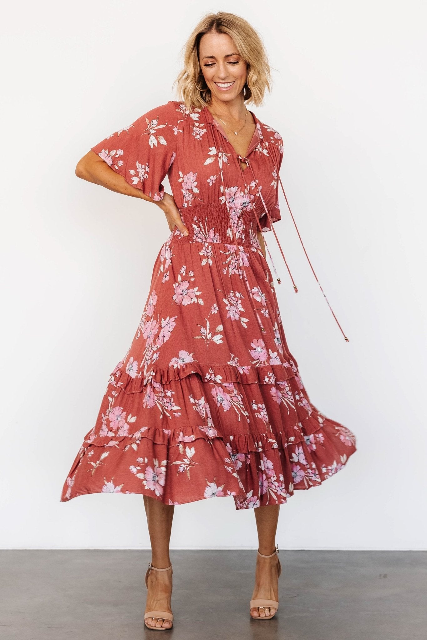 Spell Boho Midi Dress | Terracotta Floral - Baltic Born