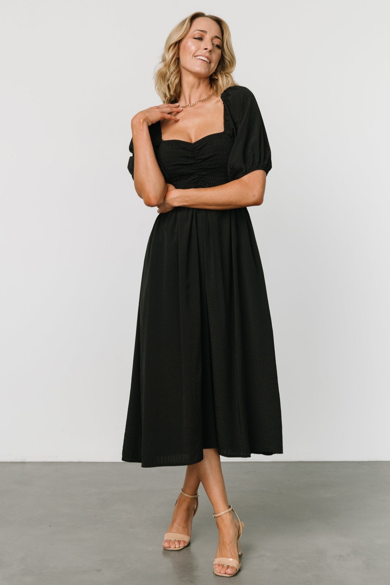 Stefania Midi Dress | Black - Baltic Born