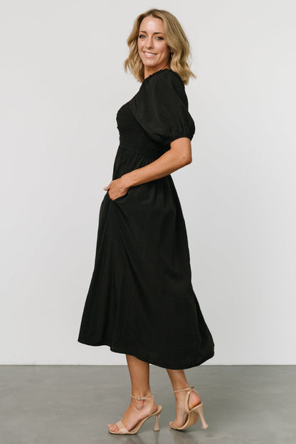 Stefania Midi Dress | Black - Baltic Born