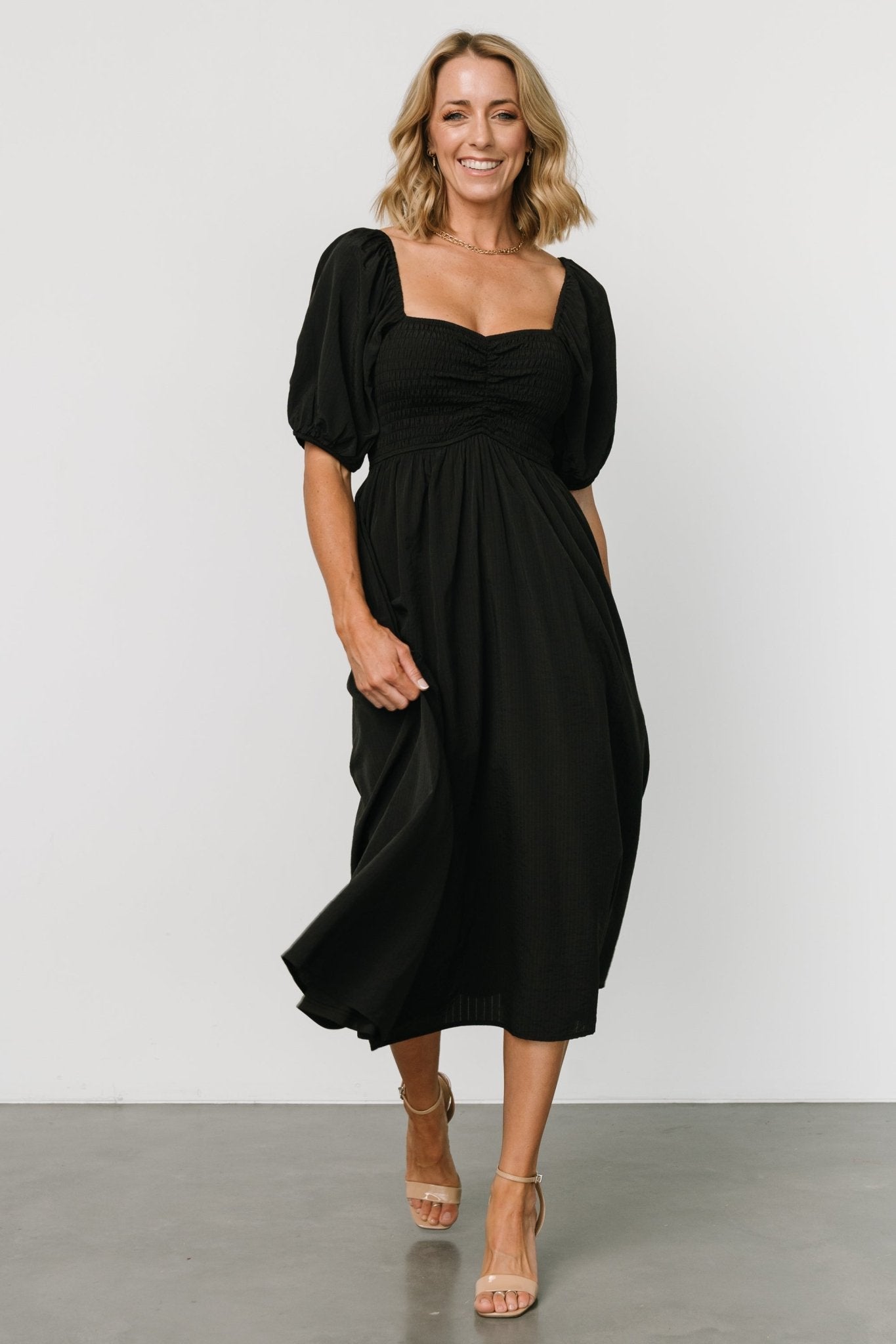 Stefania Midi Dress | Black - Baltic Born