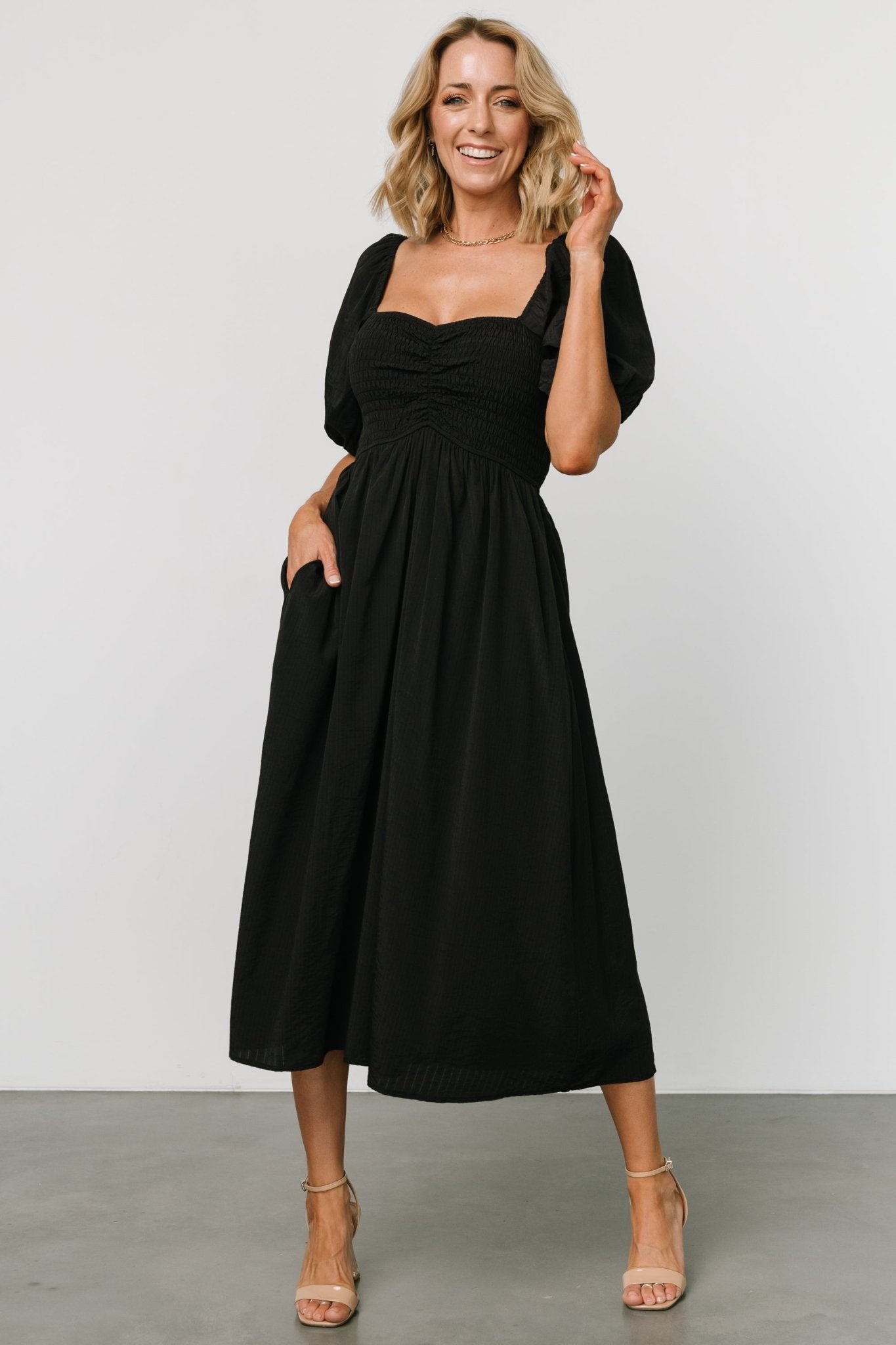 Stefania Midi Dress | Black - Baltic Born