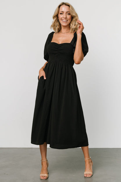 Stefania Midi Dress | Black - Baltic Born