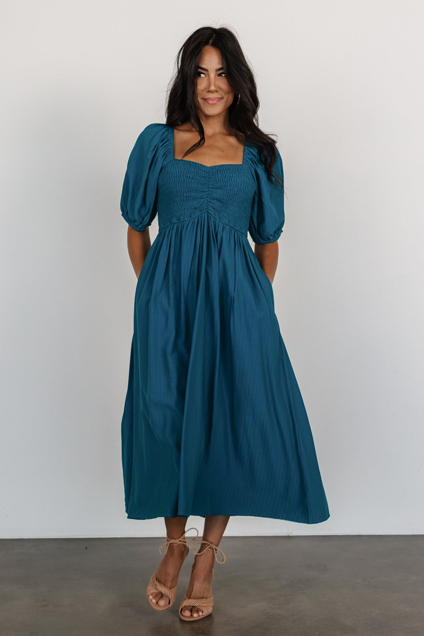 Baltic Born Womens Stefania Midi Dress | Mediterranean Blue
