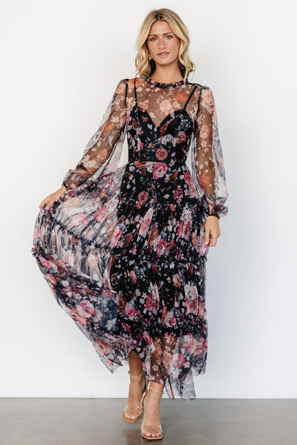 Stephanie Tiered Maxi Dress | Black Floral - Baltic Born