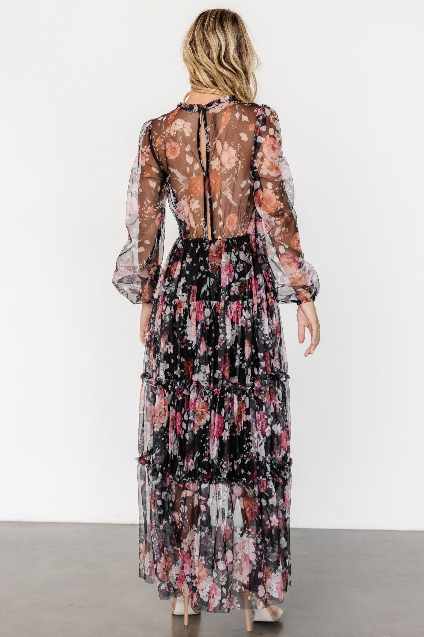 Stephanie Tiered Maxi Dress | Black Floral - Baltic Born